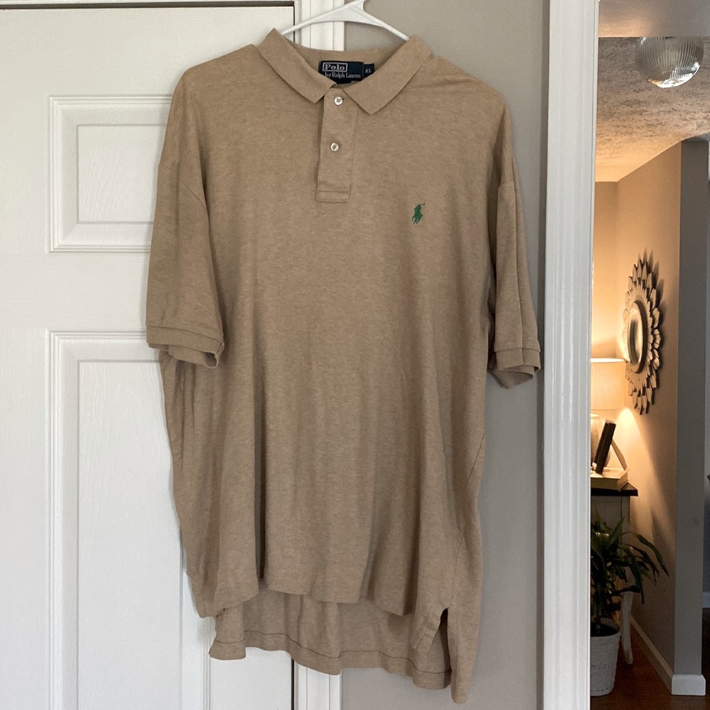 Polo by Ralph Lauren Men’s Size XL Short Sleeve Light Tan Green Horse